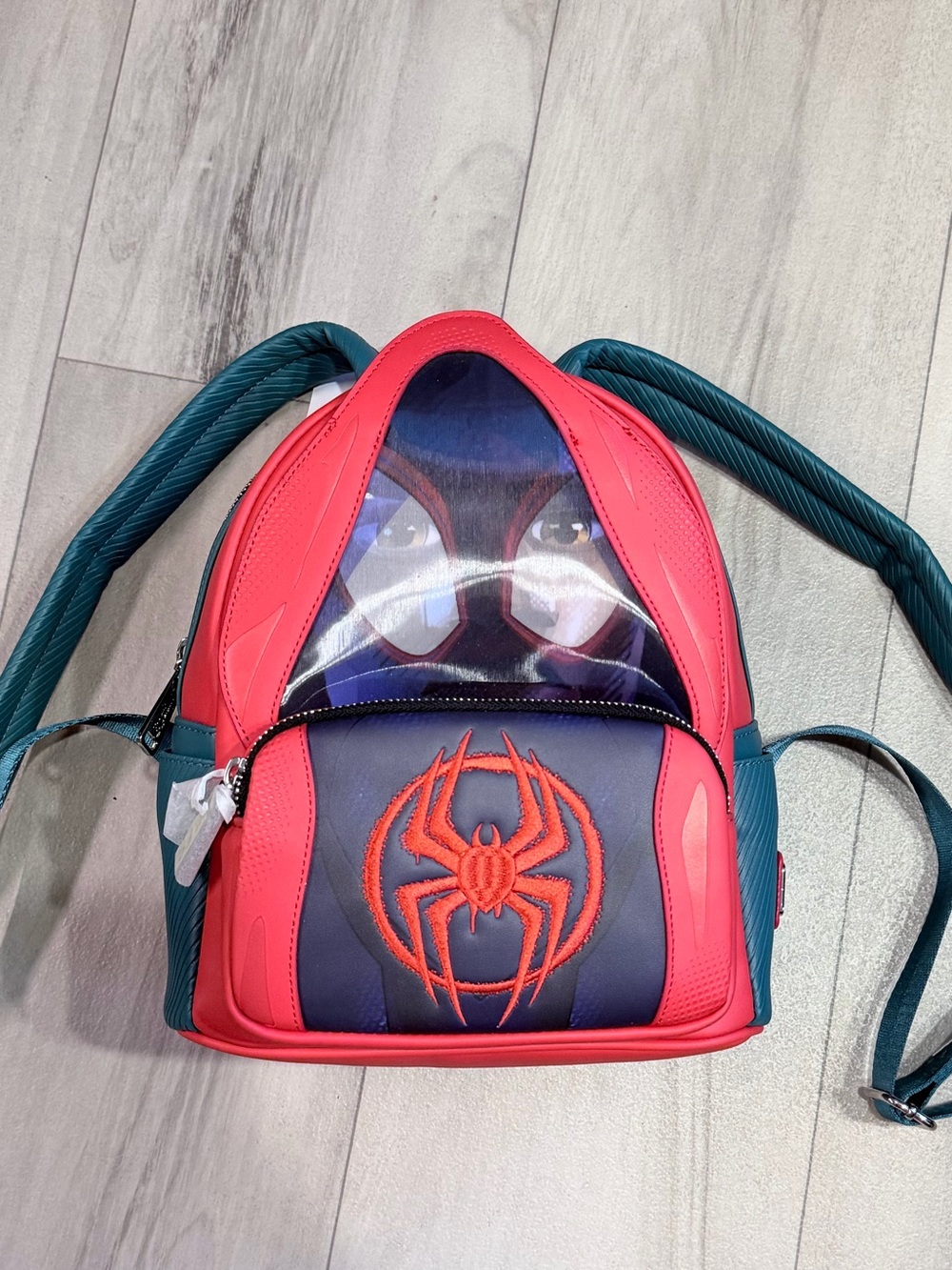 Loungefly Red and Teal Spider-Man  Emblem Mini Backpack